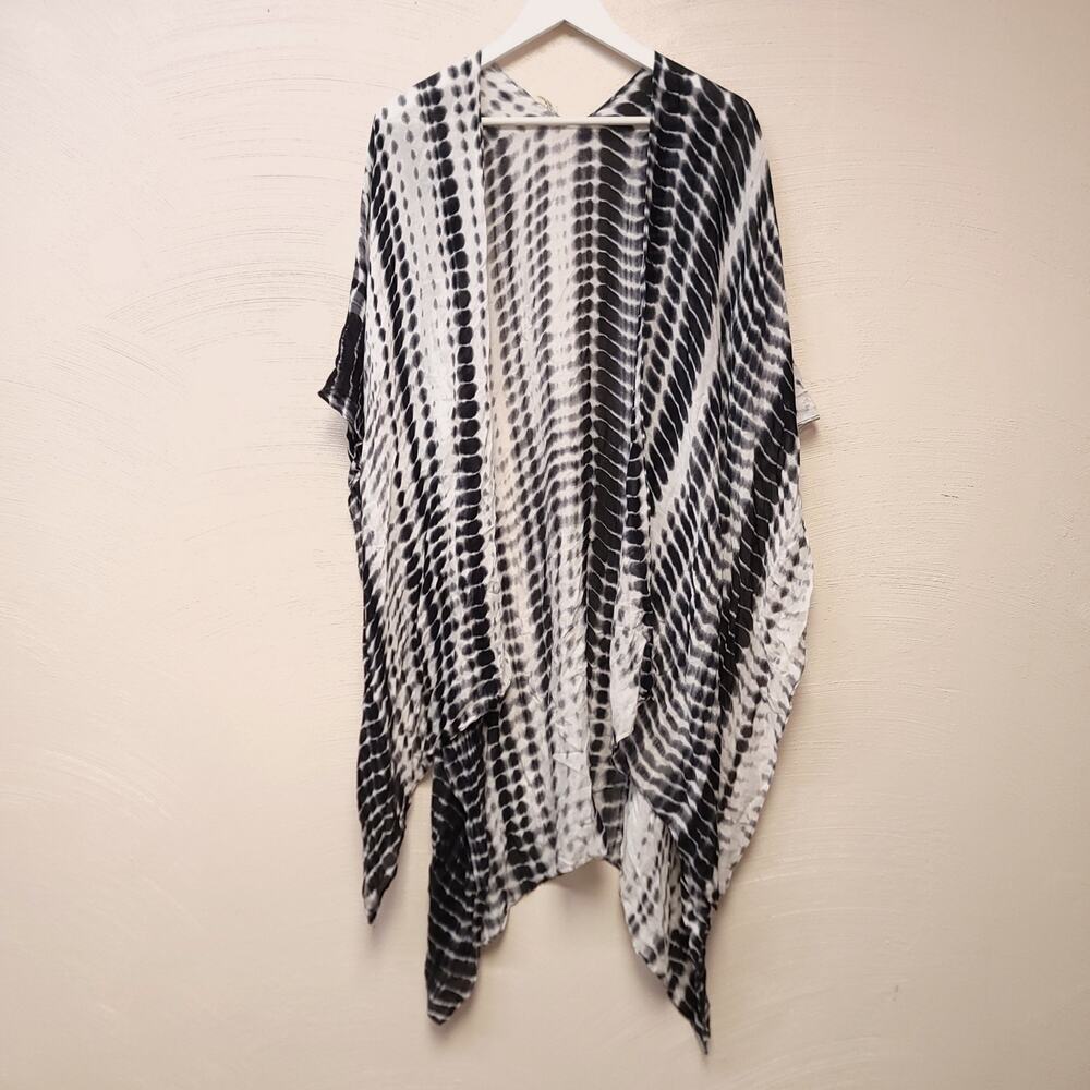 Michael Stars Wrap Scarf Tie Dye Cover Up Black White Summer Beach Swim Pool Day